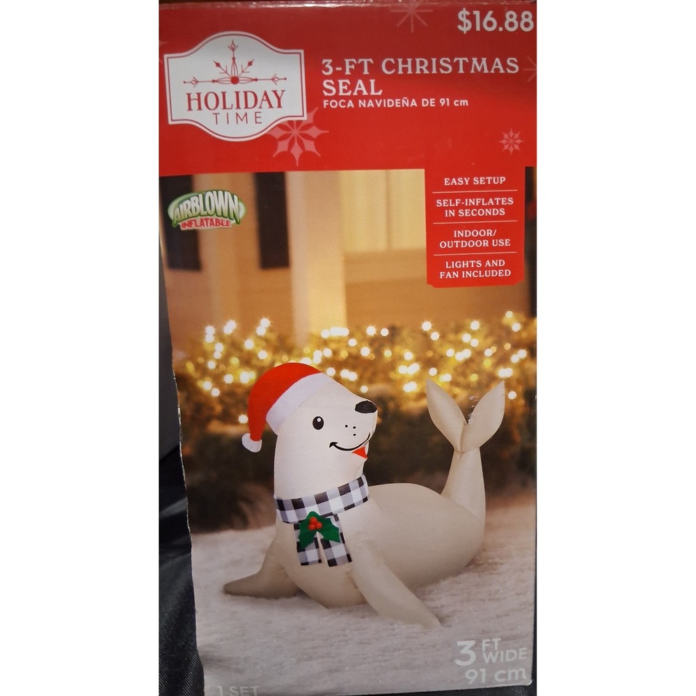 Holiday Time 3-FT Christmas Seal Airblown Inflatable LED Lighted 881698